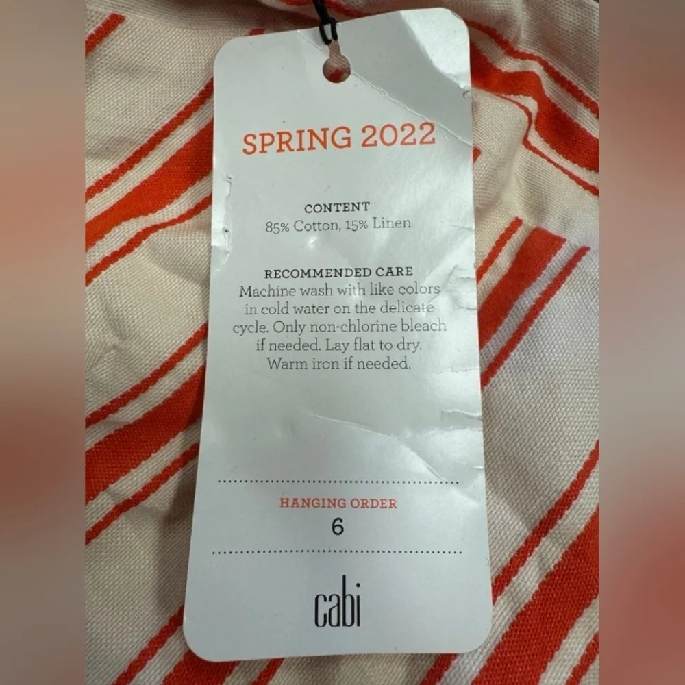 Cabi NWT Brunch Top Orange/Creme Size Small Linen Blend - Picture 12 of 12